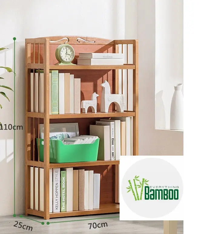 Bamboo Bookcase Bookshelf With Back Support Strong Solid Shelf Organiser Storage Home Office BBC06 everythingbamboo