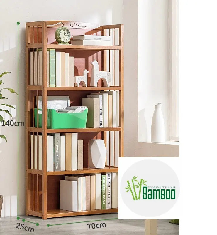 Bamboo Bookcase Bookshelf With Back Support Strong Solid Shelf Organiser Storage Home Office BBC06 everythingbamboo