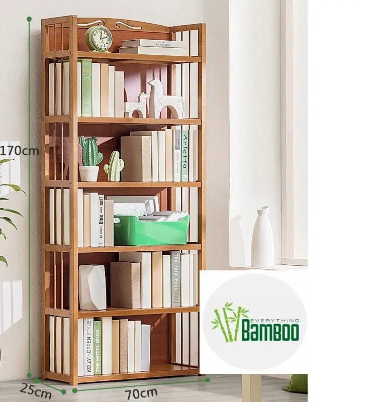 Bamboo Bookcase Bookshelf With Back Support Strong Solid Shelf Organiser Storage Home Office BBC06 everythingbamboo