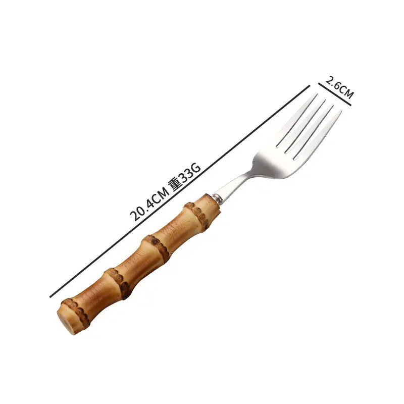 Premium Bamboo Handle Cutlery Fork Knife Spoon Set Dinnerware Utensils Gift BUT01 everythingbamboo