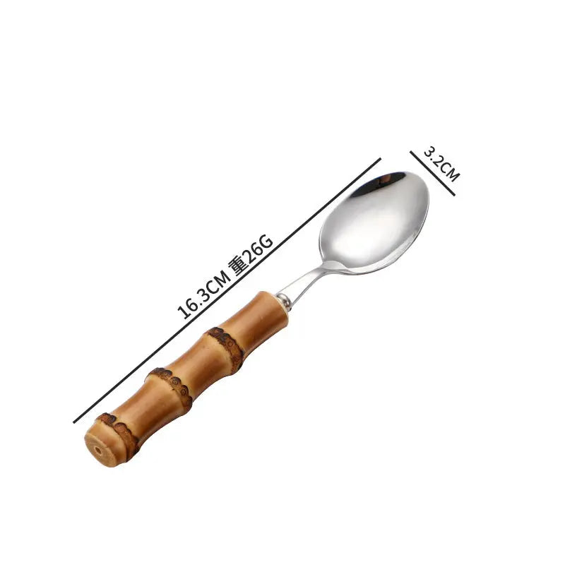 Premium Bamboo Handle Cutlery Fork Knife Spoon Set Dinnerware Utensils Gift BUT01 everythingbamboo