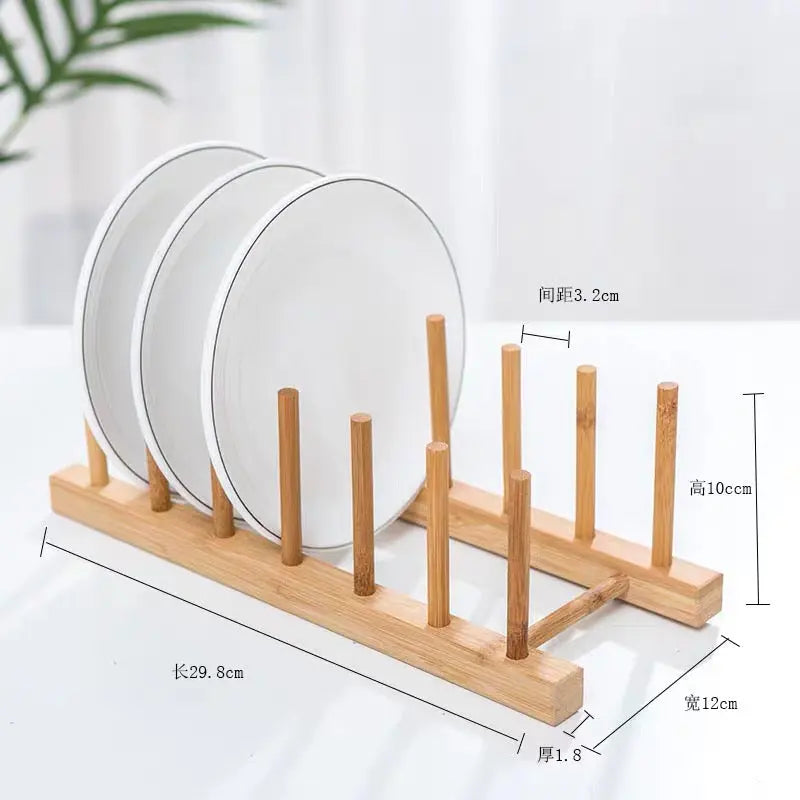 2 PCS Bamboo Wooden Plate Holder Dish Rack Drainer Drying Bowls Rack Stand BKW07 everythingbamboo