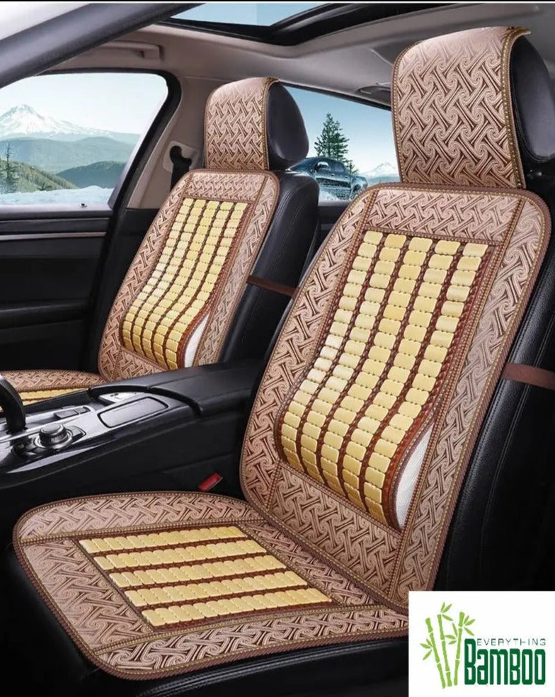2 Pieces Bamboo Car Seat Cover Front Seat Chair Sofa Lumbus Back Support Mat Cool BSC07 everythingbamboo