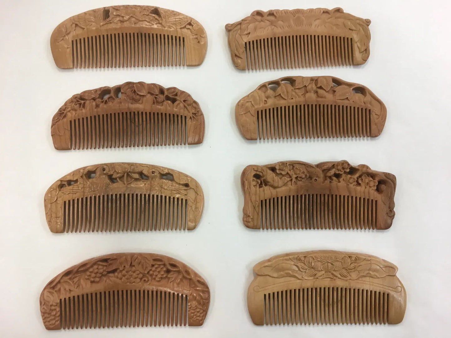 2 x Sculpture Natural Peach Wood Comb Anti Static Close Teeth Hair Massage Comb combland