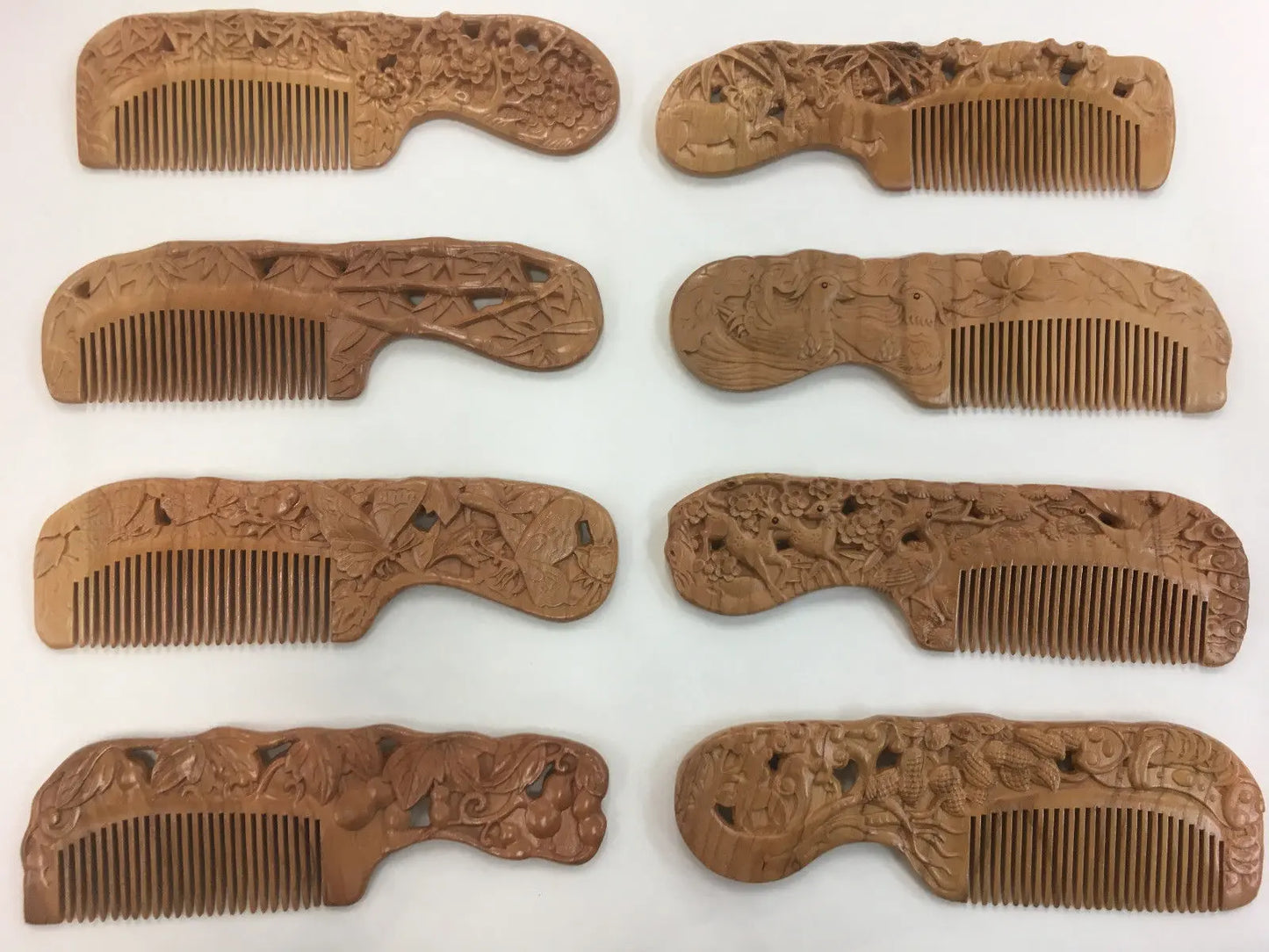2 x Sculpture Natural Peach Wood Comb Anti Static Close Teeth Hair Massage Comb combland