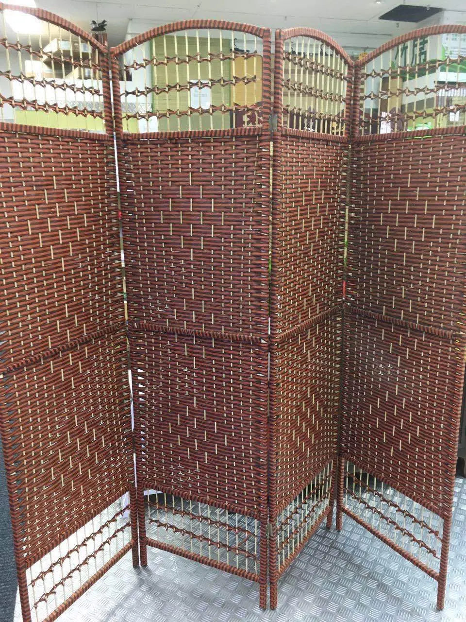 4-Leaf Folding Screen Both Sizes Bamboo Frame Privacy Screen Room Divider everythingbamboo