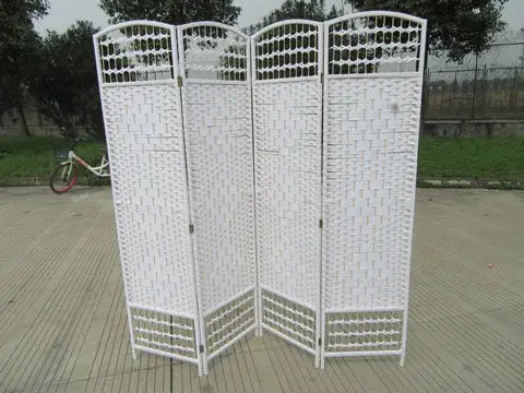 4-Leaf Folding Screen Both Sizes Bamboo Frame Privacy Screen Room Divider everythingbamboo