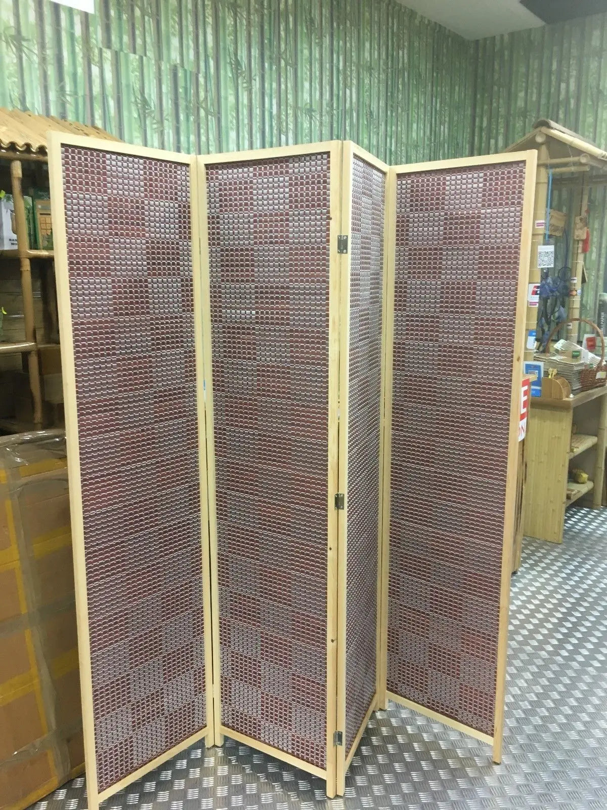 4-Leaf Folding Screen Both Sizes Bamboo Panels Privacy Screen Room Divider everythingbamboo