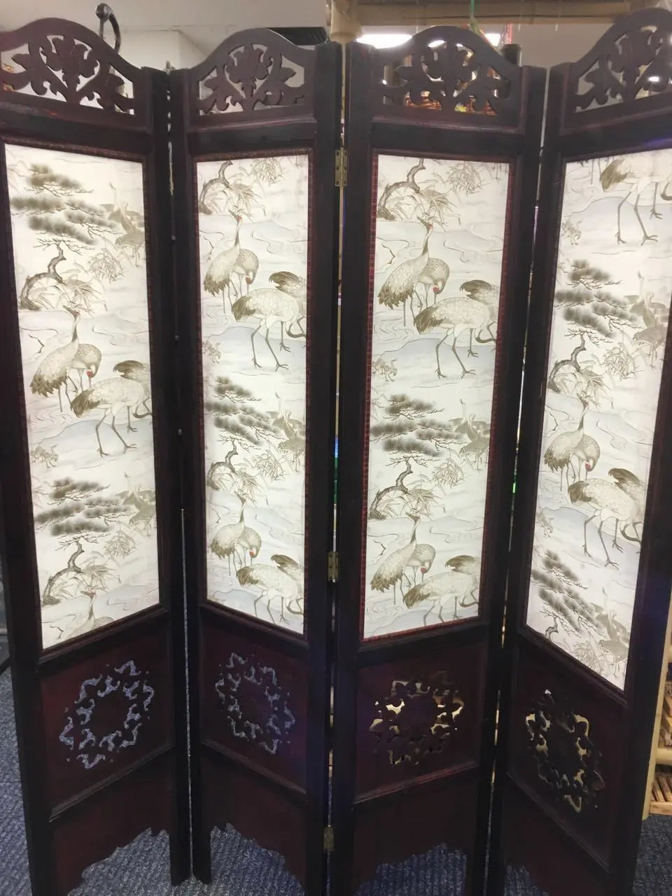 4-Leaf Folding Screen Both Sizes Hardwood Frame Privacy Screen Room Divider everythingbamboo