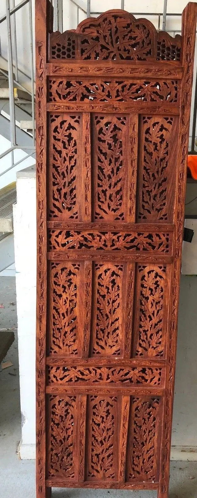 4 Panel Folding Screen Luxury Hardwood Hand-Carved Privacy Screen Room Divider everythingbamboo