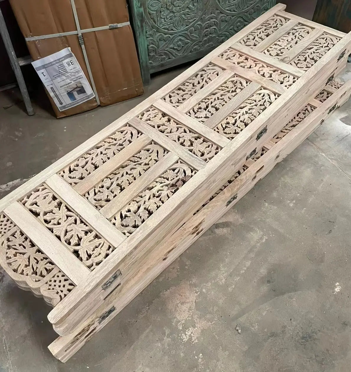 4 Panel Folding Screen Luxury Hardwood Hand-Carved Privacy Screen Room Divider everythingbamboo
