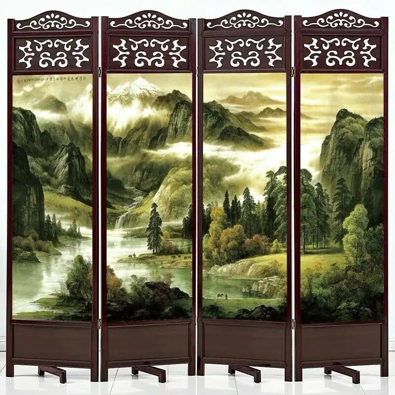 4 to 6 Leaf Folding Screen Both Side Hardwood Frame Privacy Screen Room Divider everythingbamboo