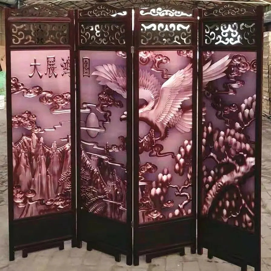 4 to 6 Leaf Folding Screen Both Side Hardwood Frame Privacy Screen Room Divider everythingbamboo