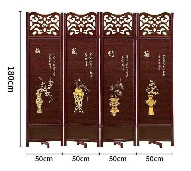 4 to 6 Leaf Folding Screen Both Side Hardwood Frame Privacy Screen Room Divider everythingbamboo