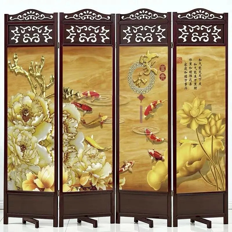 4 to 6 Leaf Folding Screen Both Side Hardwood Frame Privacy Screen Room Divider everythingbamboo