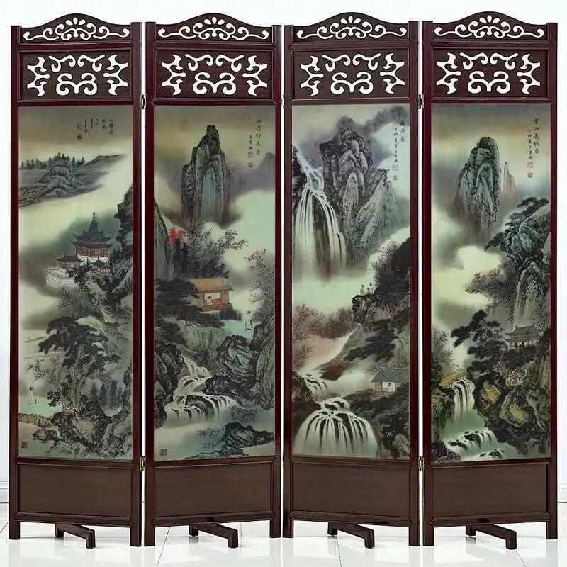 4 to 6 Leaf Folding Screen Both Side Hardwood Frame Privacy Screen Room Divider everythingbamboo