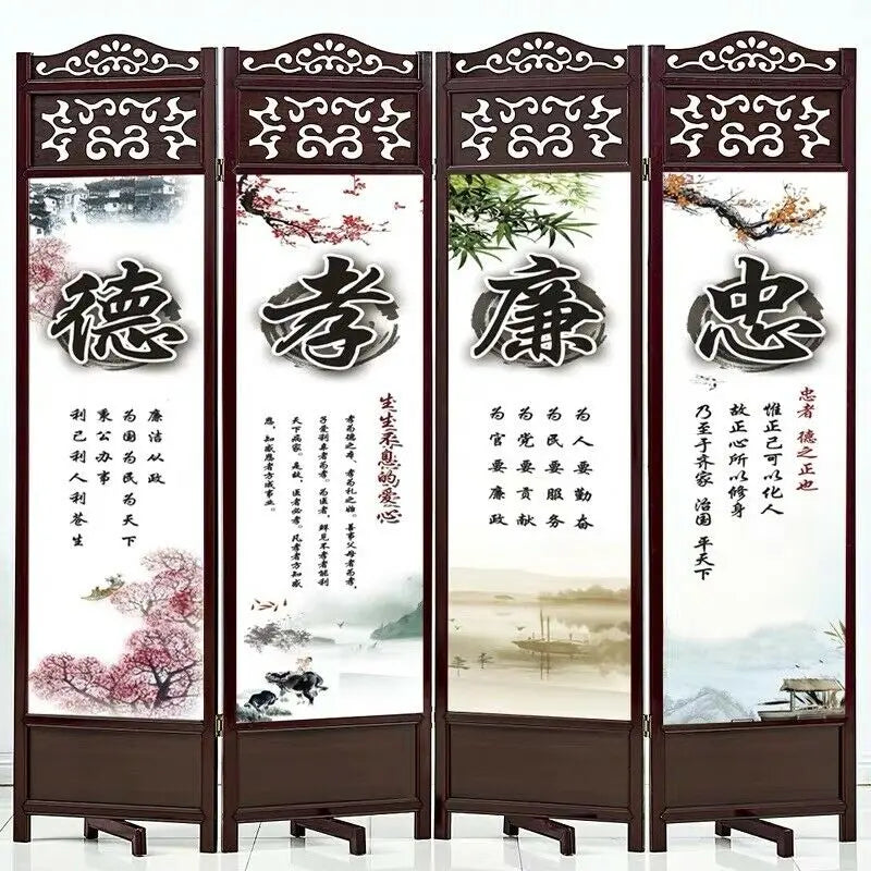 4 to 6 Leaf Folding Screen Both Side Hardwood Frame Privacy Screen Room Divider everythingbamboo