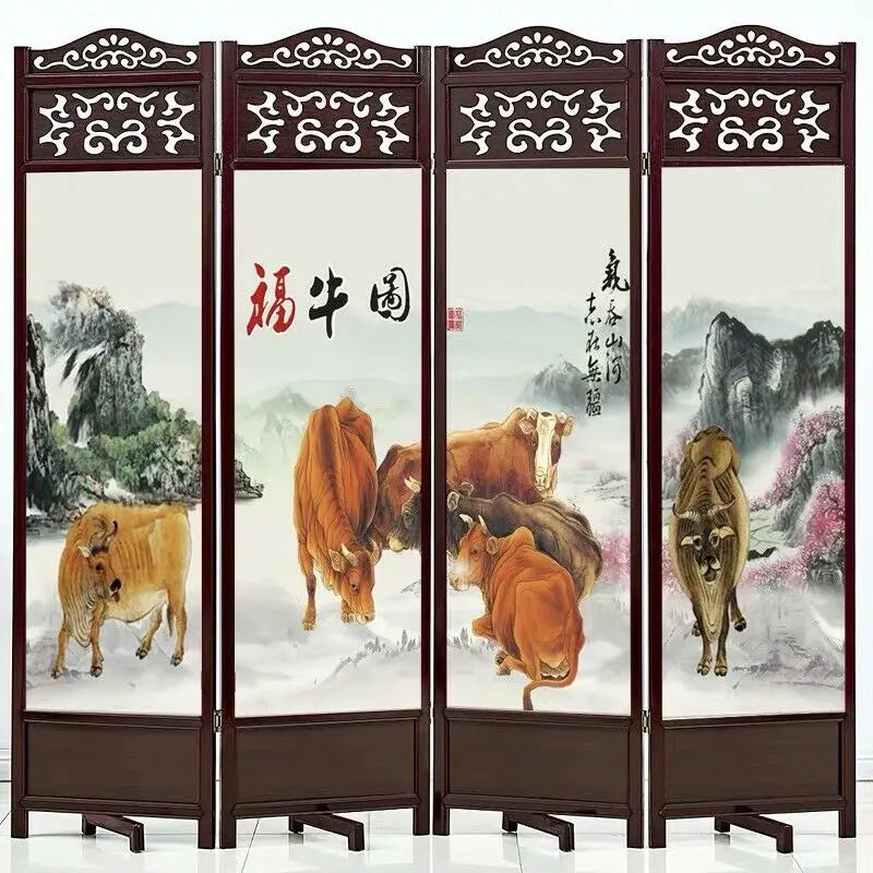 4 to 6 Leaf Folding Screen Both Side Hardwood Frame Privacy Screen Room Divider everythingbamboo