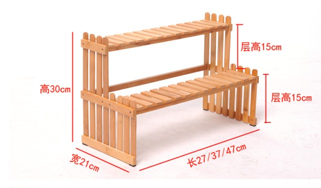 BAMBOO WOODEN 2-TIER  DESK SHELF LADDER PLANT SHELF MULTIPLE USE STRONG ELEGANT everythingbamboo
