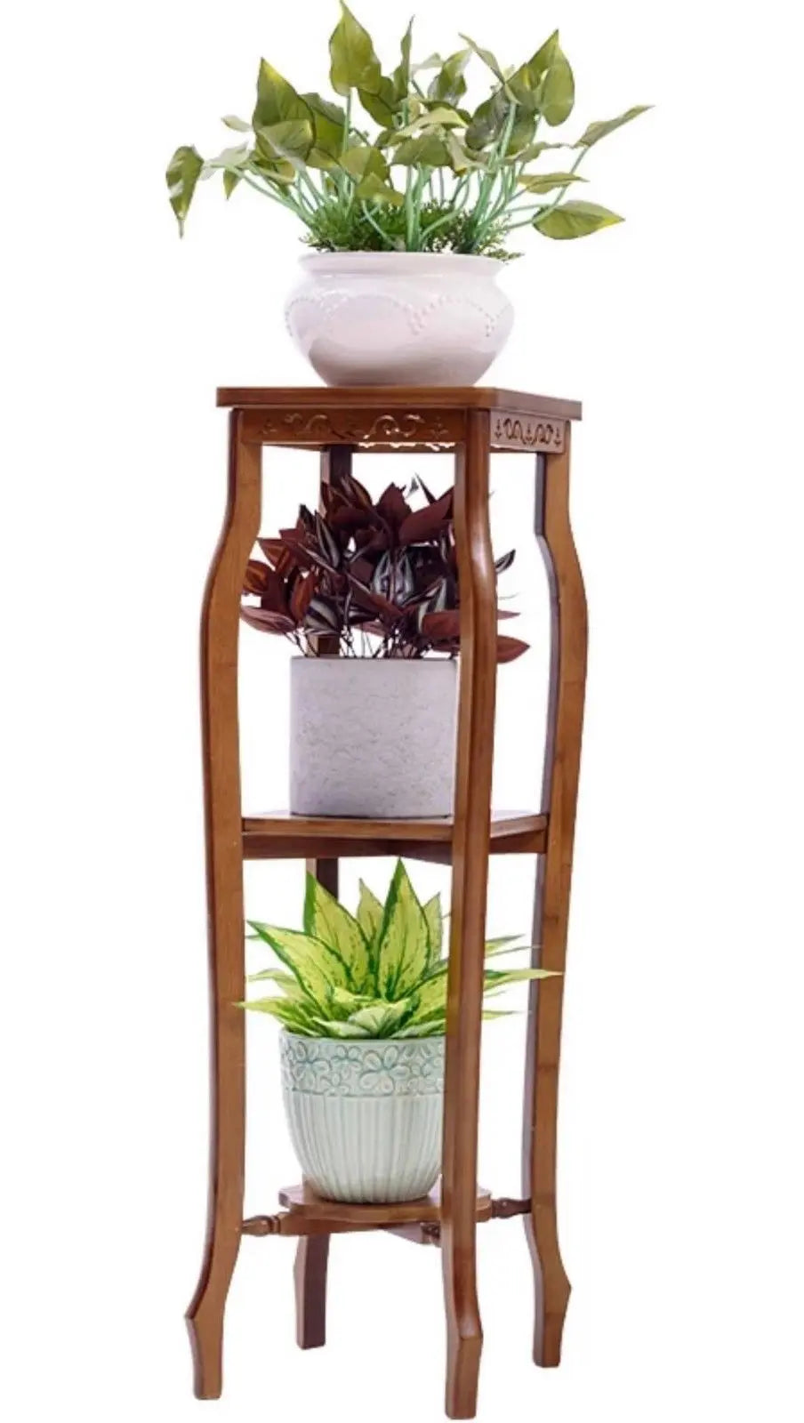 BAMBOO WOODEN PLANT STAND SHELF LADDER STORAGE ANTIQUE STYLE VINTAGE MULTI USE everythingbamboo