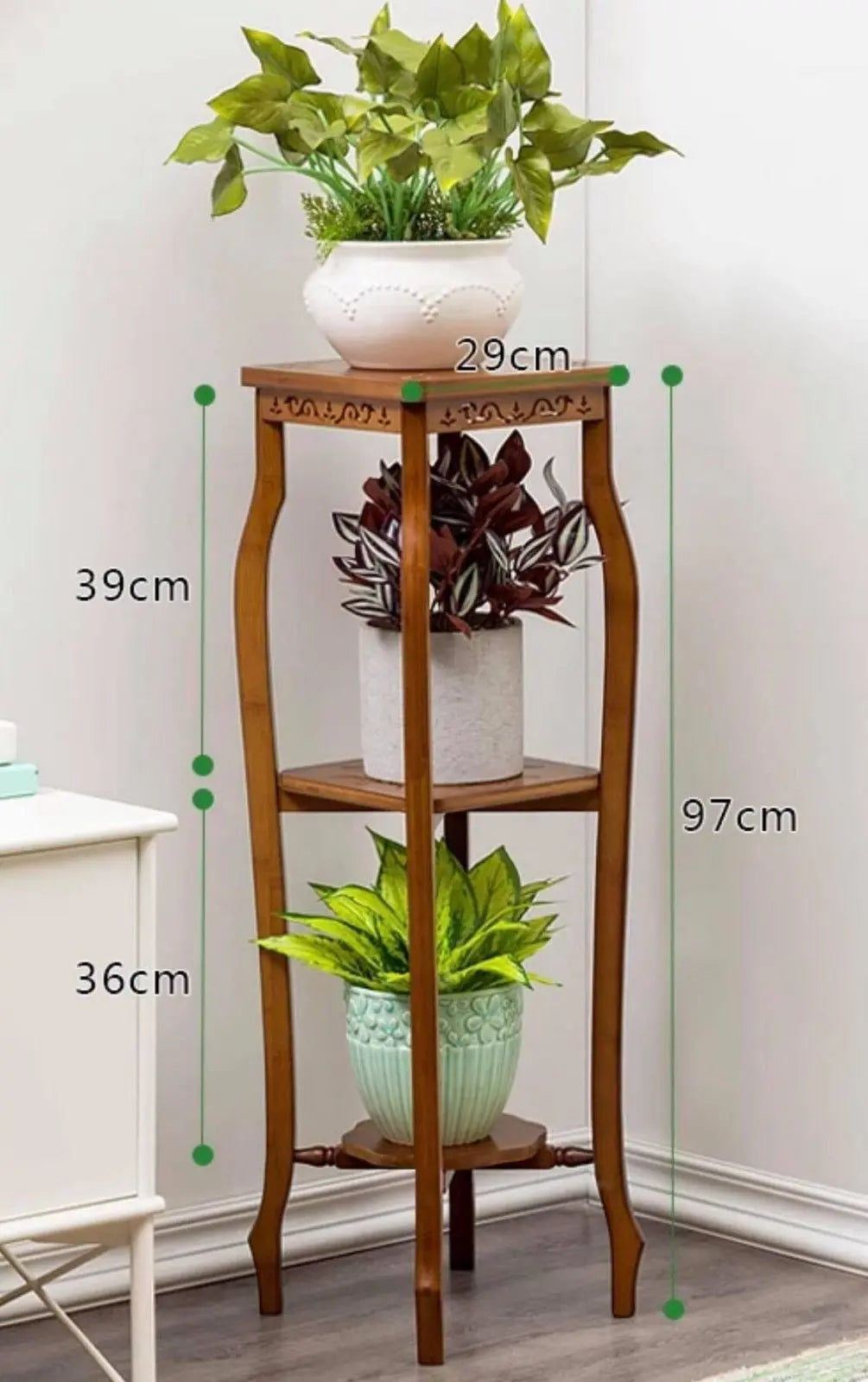 BAMBOO WOODEN PLANT STAND SHELF LADDER STORAGE ANTIQUE STYLE VINTAGE MULTI USE everythingbamboo