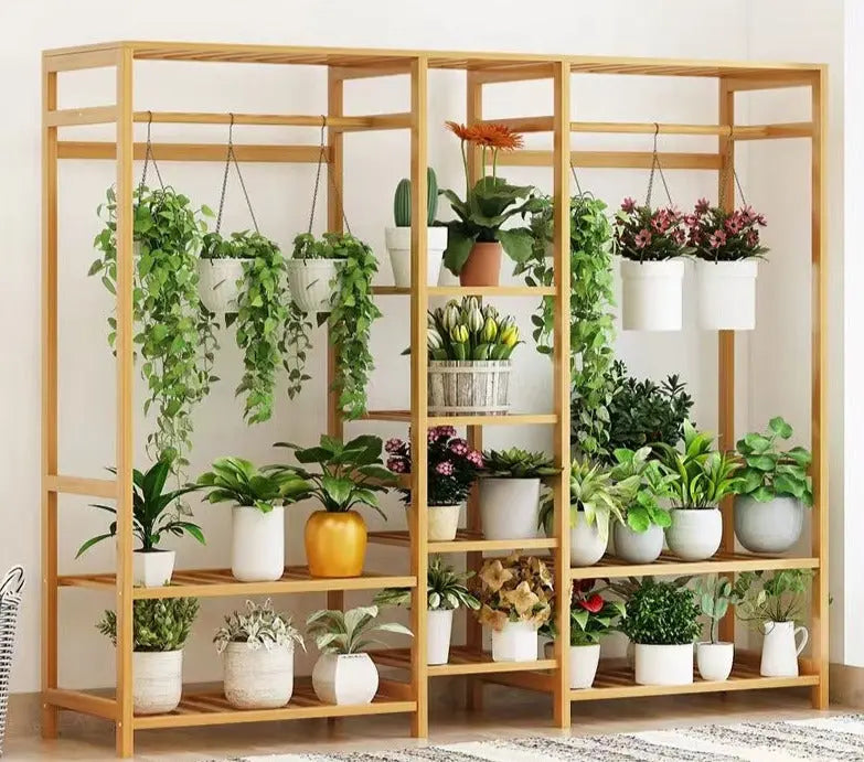 BAMBOO WOODEN SHELF PLANT STAND CLOTHES RACK STORAGE DISPLAY SHELF MULTI USE FREE STANDING LARGE SIZE everythingbamboo