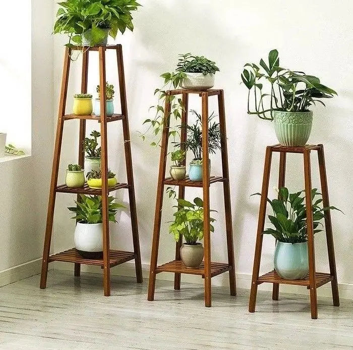 BAMBOO WOODEN SHELF PLANT STAND LADDER BOOK SHELF STORAGE INDOOR OUTDOOR everythingbamboo