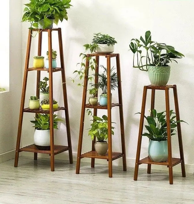 BAMBOO WOODEN SHELF PLANT STAND LADDER BOOK SHELF STORAGE INDOOR OUTDOOR everythingbamboo