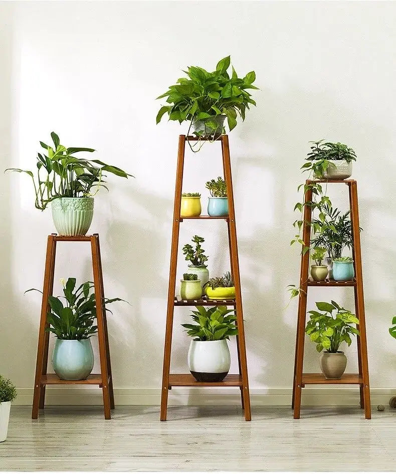 BAMBOO WOODEN SHELF PLANT STAND LADDER BOOK SHELF STORAGE INDOOR OUTDOOR everythingbamboo