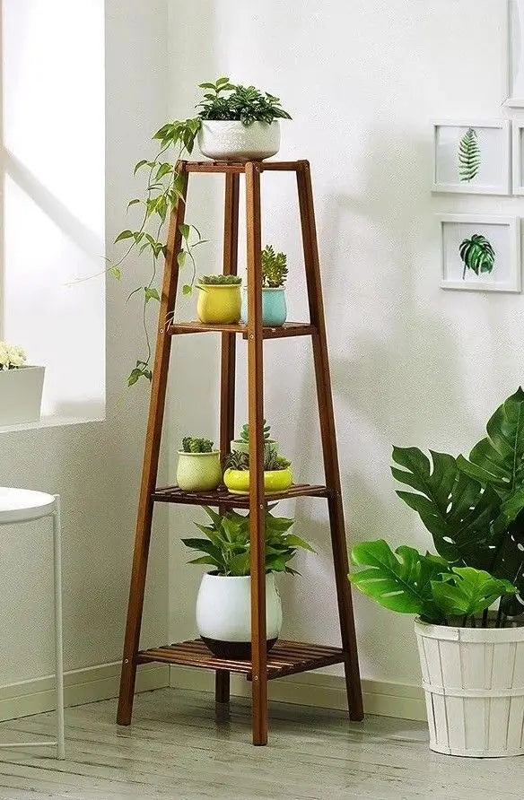 BAMBOO WOODEN SHELF PLANT STAND LADDER BOOK SHELF STORAGE INDOOR OUTDOOR everythingbamboo