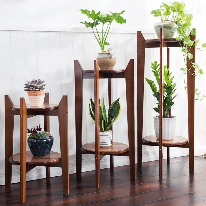 indoor plant stand australia BAMBOO WOODEN SHELF PLANT STAND LADDER ROUND TABLE ANTIQUE STYLE INDOOR OUTDOOR