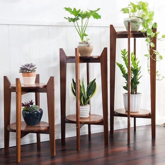 BAMBOO WOODEN SHELF PLANT STAND LADDER ROUND TABLE ANTIQUE STYLE INDOOR OUTDOOR everythingbamboo