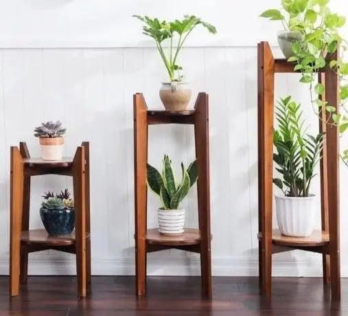 BAMBOO WOODEN SHELF PLANT STAND LADDER ROUND TABLE ANTIQUE STYLE INDOOR OUTDOOR everythingbamboo