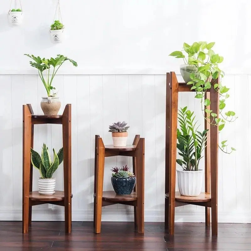 BAMBOO WOODEN SHELF PLANT STAND LADDER ROUND TABLE ANTIQUE STYLE INDOOR OUTDOOR everythingbamboo