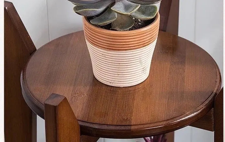 BAMBOO WOODEN SHELF PLANT STAND LADDER ROUND TABLE ANTIQUE STYLE INDOOR OUTDOOR everythingbamboo