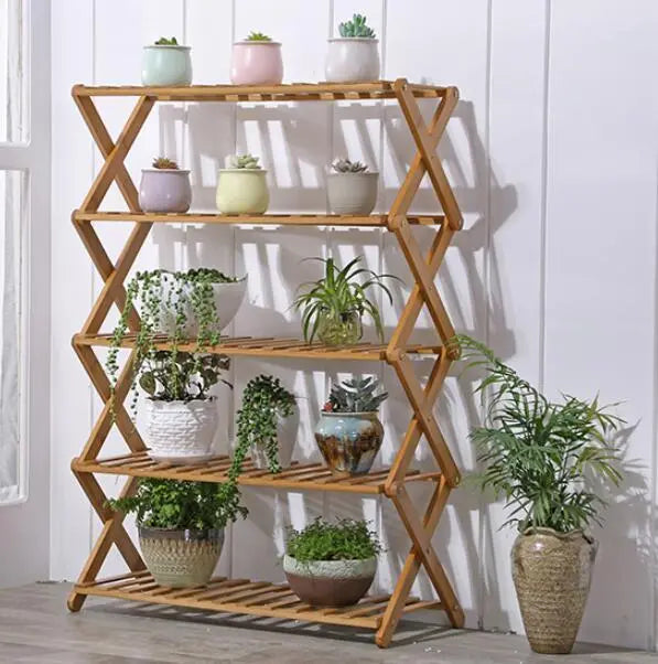 BAMBOO WOODEN SHELF SHOE RACK FOLDING MULTI TIER PLANT STAND STRONG ELEGANT Unbranded