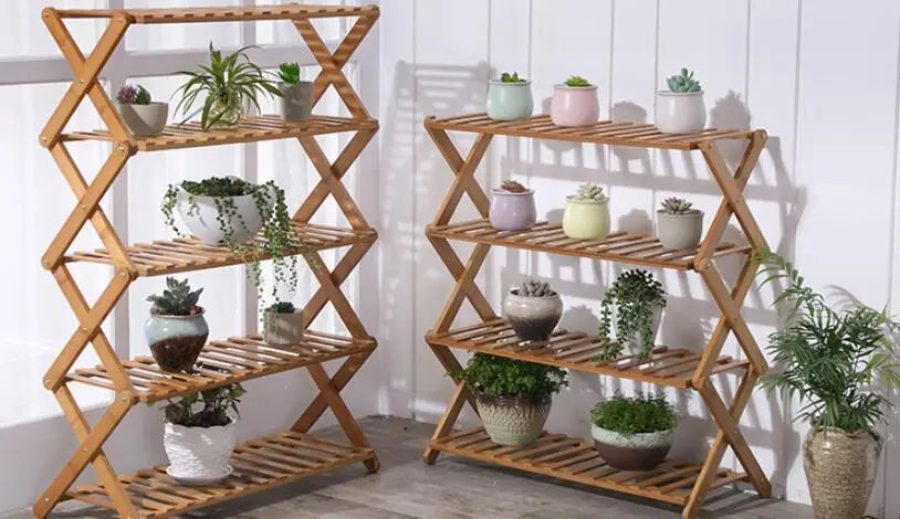BAMBOO WOODEN SHELF SHOE RACK FOLDING MULTI TIER PLANT STAND STRONG ELEGANT Unbranded