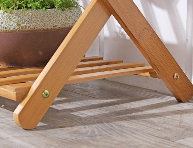 BAMBOO WOODEN SHELF SHOE RACK FOLDING MULTI TIER PLANT STAND STRONG ELEGANT Unbranded
