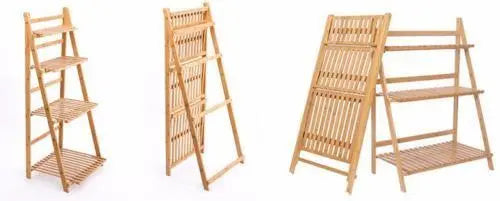 BAMBUS HOLZ REGAL STAND FALTEN MULTI TIER LADDER SPEICHER INDOOR OUTDOOR Markenlos