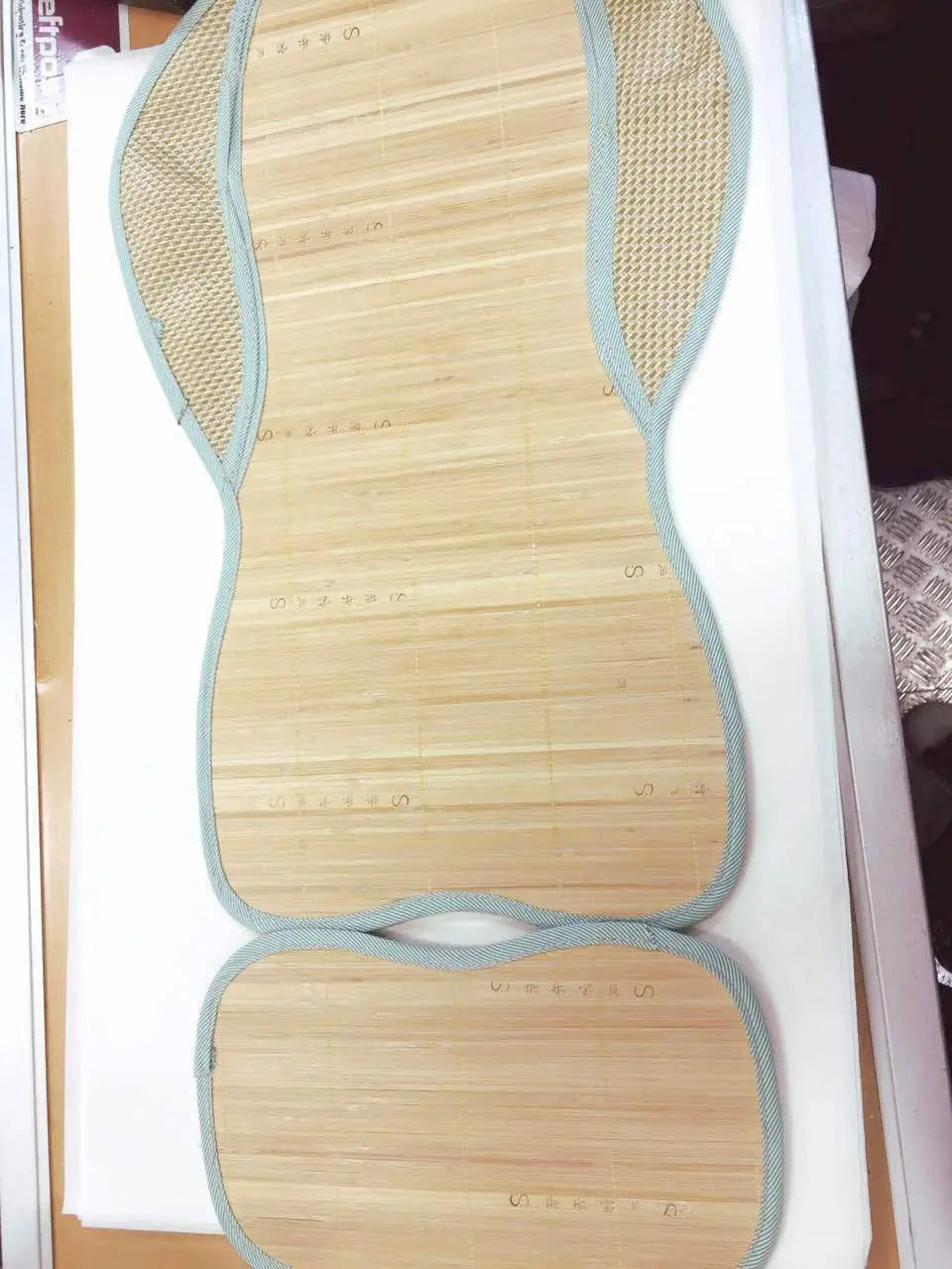 Baby Kids Bamboo Car Seat Carriage Rug Both Sides Natural 竹席 儿童汽车安全座椅和推车 蓝 两面席 everythingbamboo