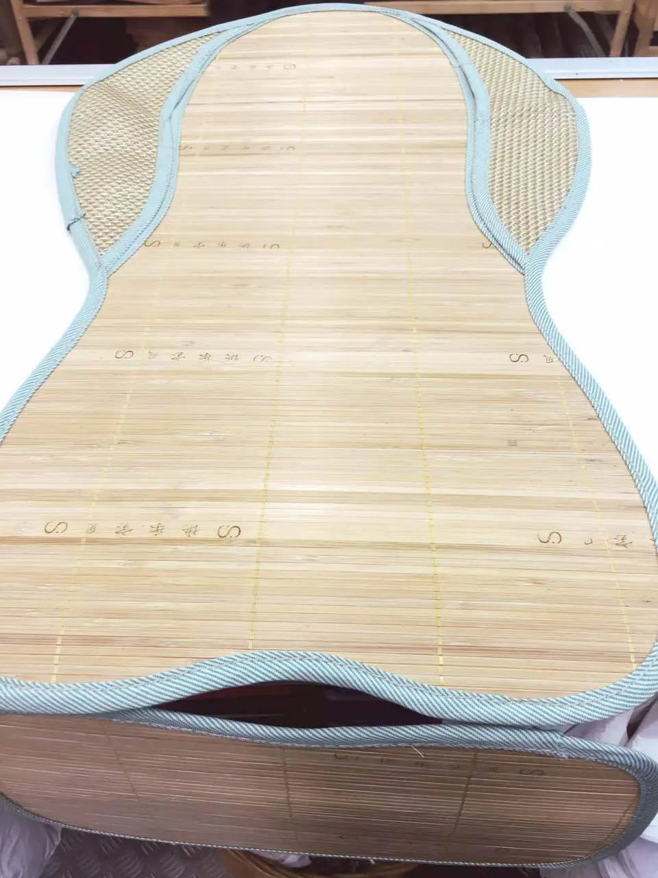 Baby Kids Bamboo Car Seat Carriage Rug Both Sides Natural 竹席 儿童汽车安全座椅和推车 蓝 两面席 everythingbamboo