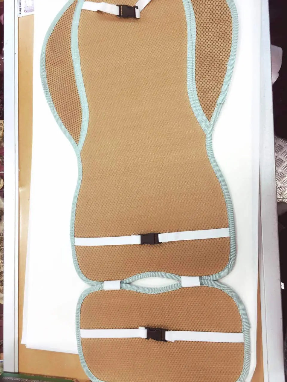 Baby Kids Bamboo Car Seat Carriage Rug Both Sides Natural 竹席 儿童汽车安全座椅和推车 蓝 两面席 everythingbamboo