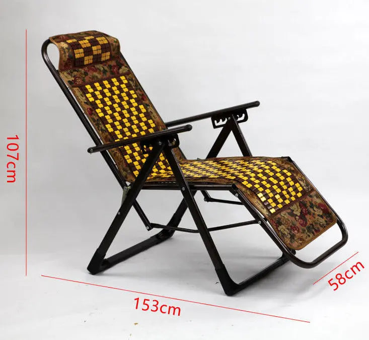 Bamboo Adjustable Recliner Chair Indoor Outdoor Relaxing Cool Steel Frame Unbranded