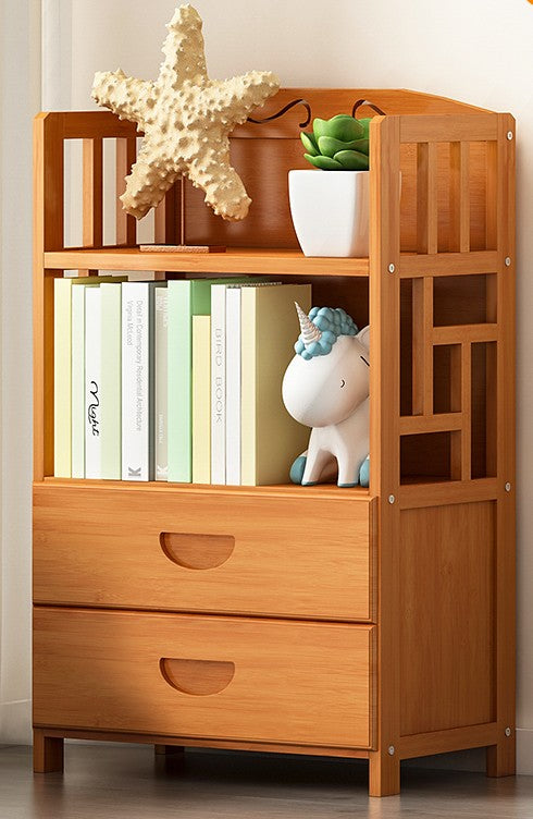 Bamboo Antique Style Cabinet Book Shelf Bookcase Storage Choice Elegant With Drawers everythingbamboo
