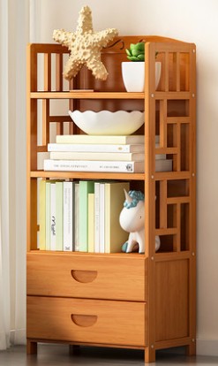 Bamboo Antique Style Cabinet Book Shelf Bookcase Storage Choice Elegant With Drawers everythingbamboo