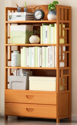 Bamboo Antique Style Cabinet Book Shelf Bookcase Storage Choice Elegant With Drawers everythingbamboo