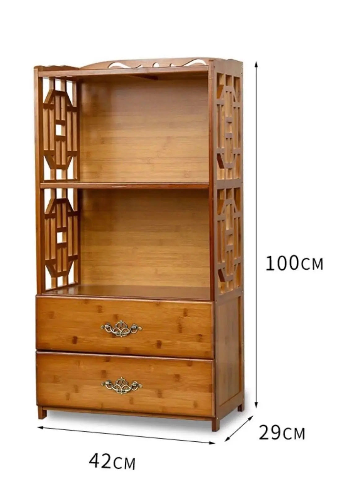 Bamboo Antique Style Multi-Function Book Shelf With Drawers Storage Choice Elegant everythingbamboo