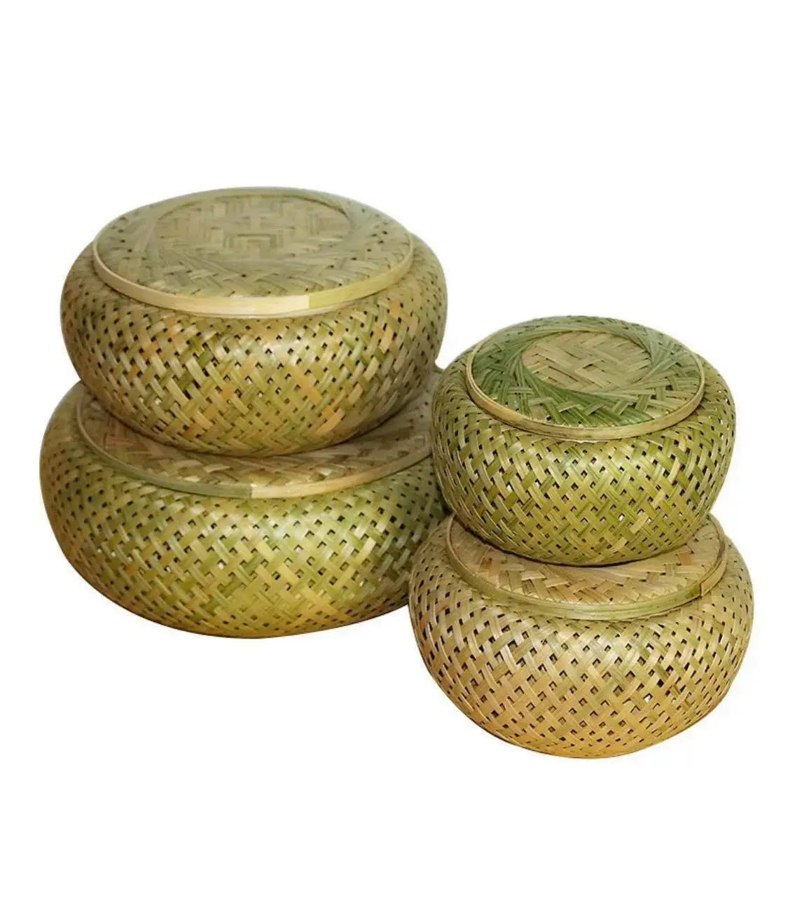Bamboo Basket Plate Handwoven Handmade Round Storage Fruit Basket Artwork everythingbamboo