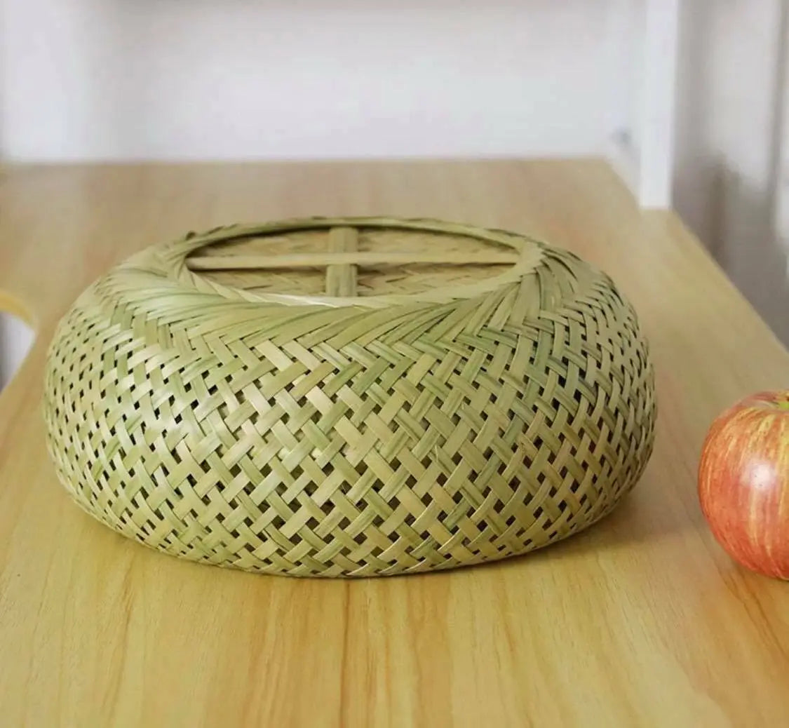 Bamboo Basket Plate Handwoven Handmade Round Storage Fruit Basket Artwork everythingbamboo