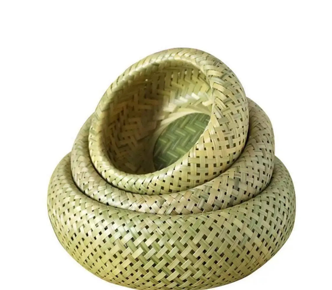 Bamboo Basket Plate Handwoven Handmade Round Storage Fruit Basket Artwork everythingbamboo